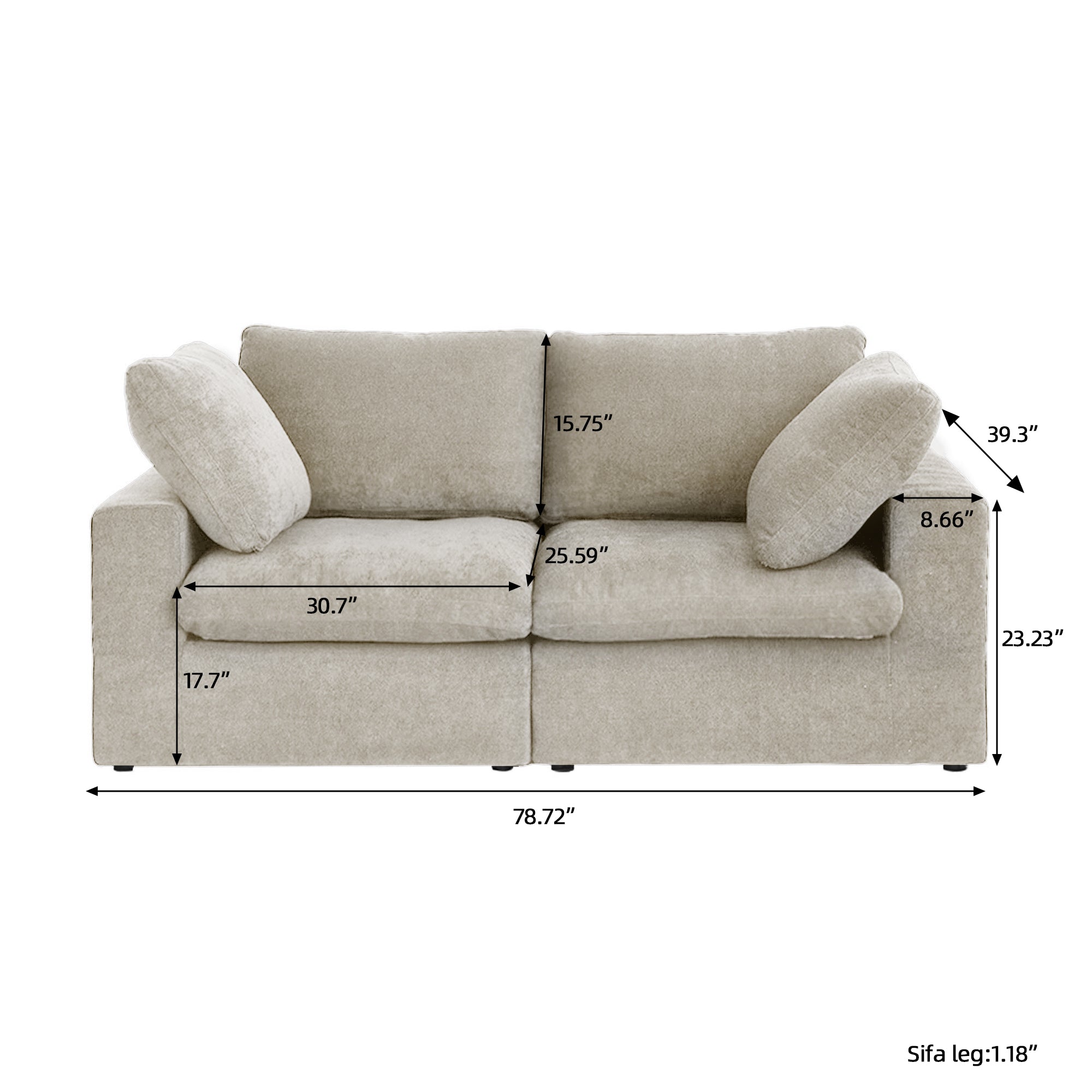 DOMUS Classic Modular 2-Seater Sofa in Khaki
