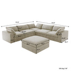 DOMUS Classic Modular 5-Seater Corner Sectional + Ottoman in Khaki
