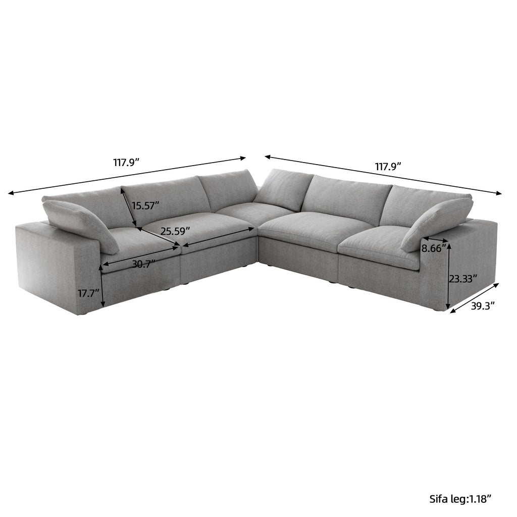 DOMUS Classic Modular 5-Seater Corner Sectional in Gray