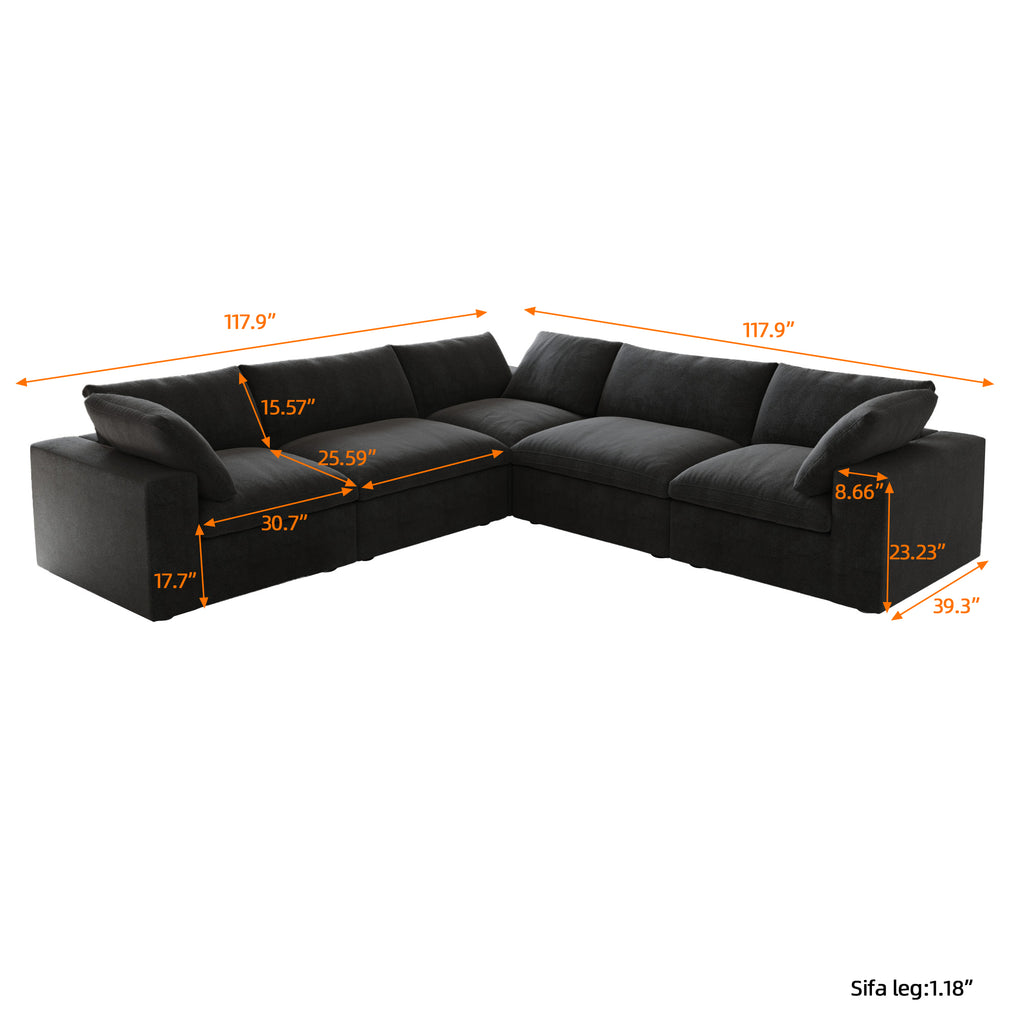 DOMUS Classic Modular 5-Seater Corner Sectional in Black