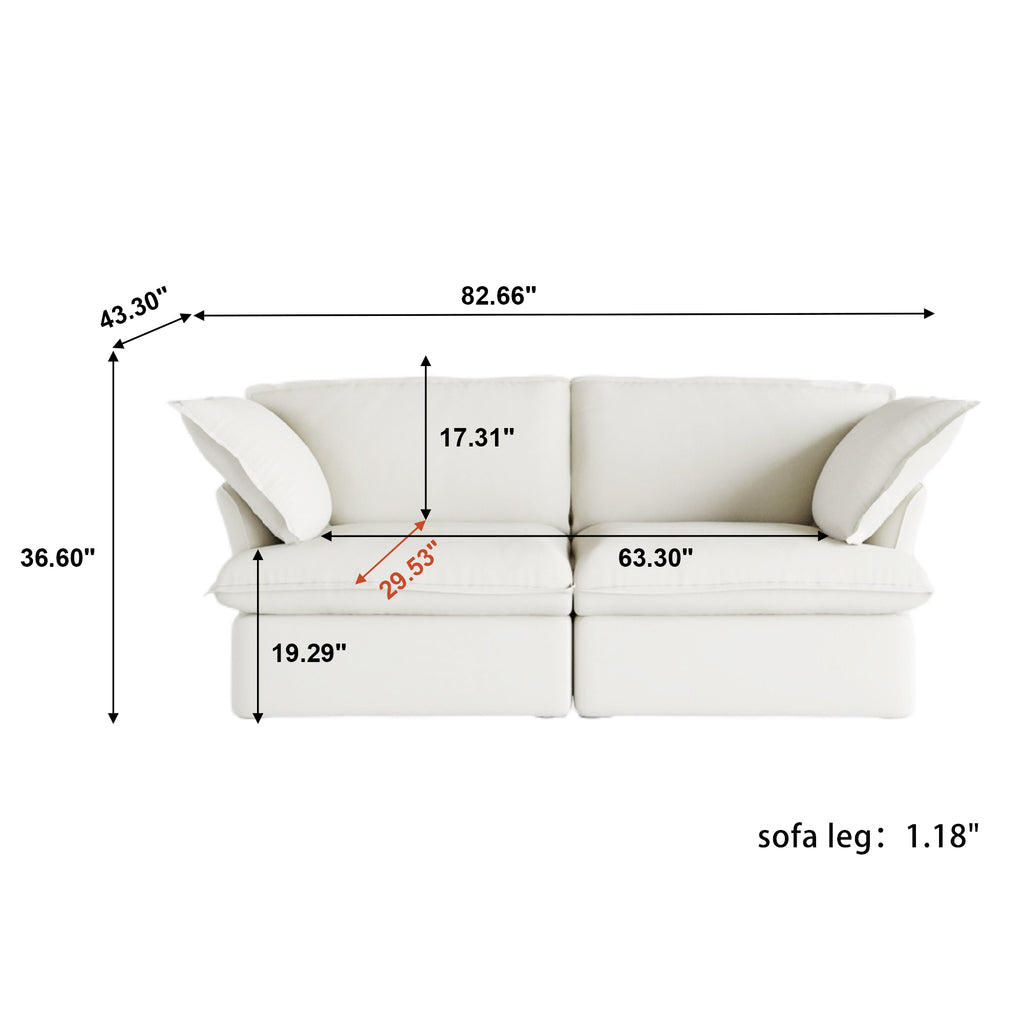 DOMUS Luxe Modular 2-Seater Sofa in White