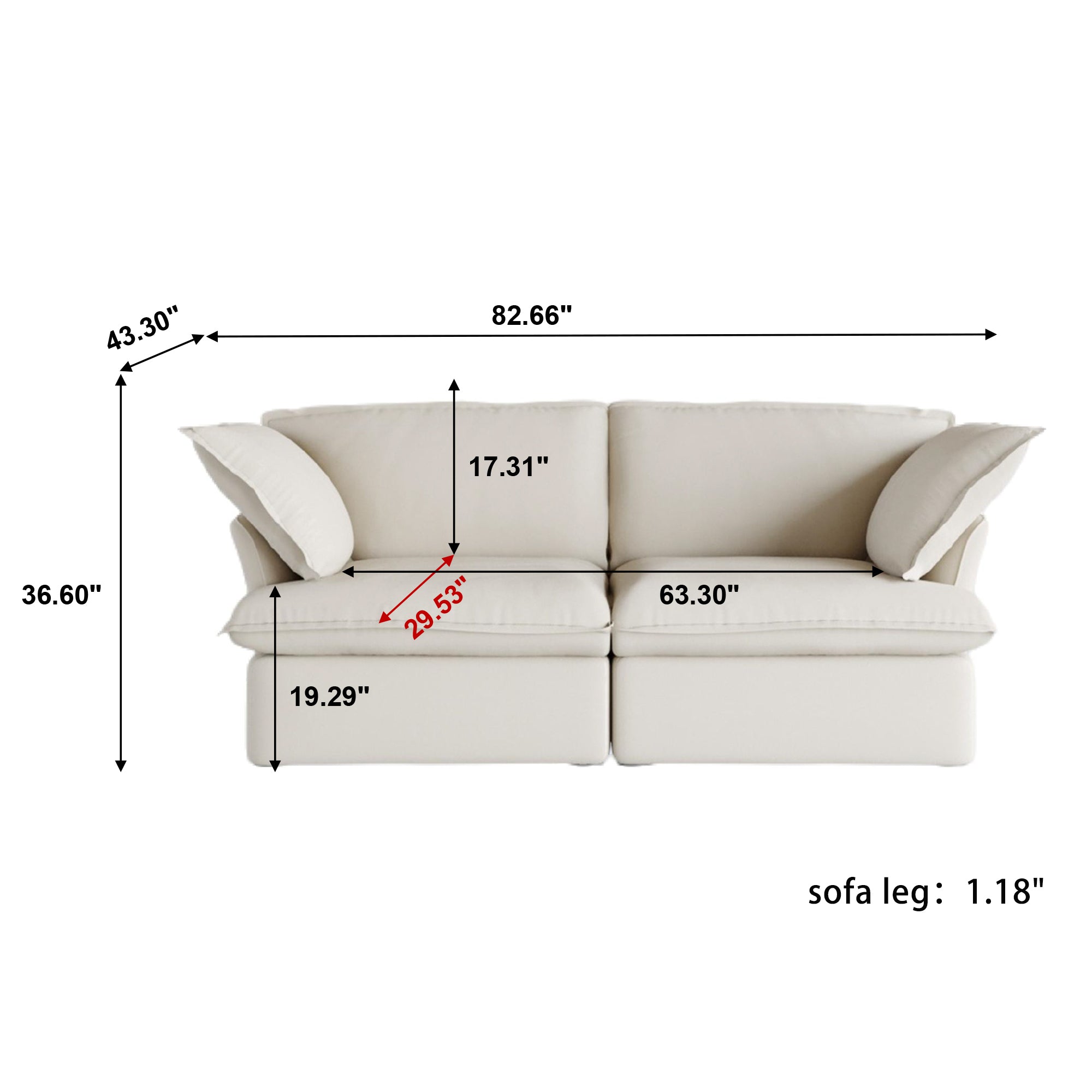 DOMUS Luxe Modular 2-Seater Sofa in Beige
