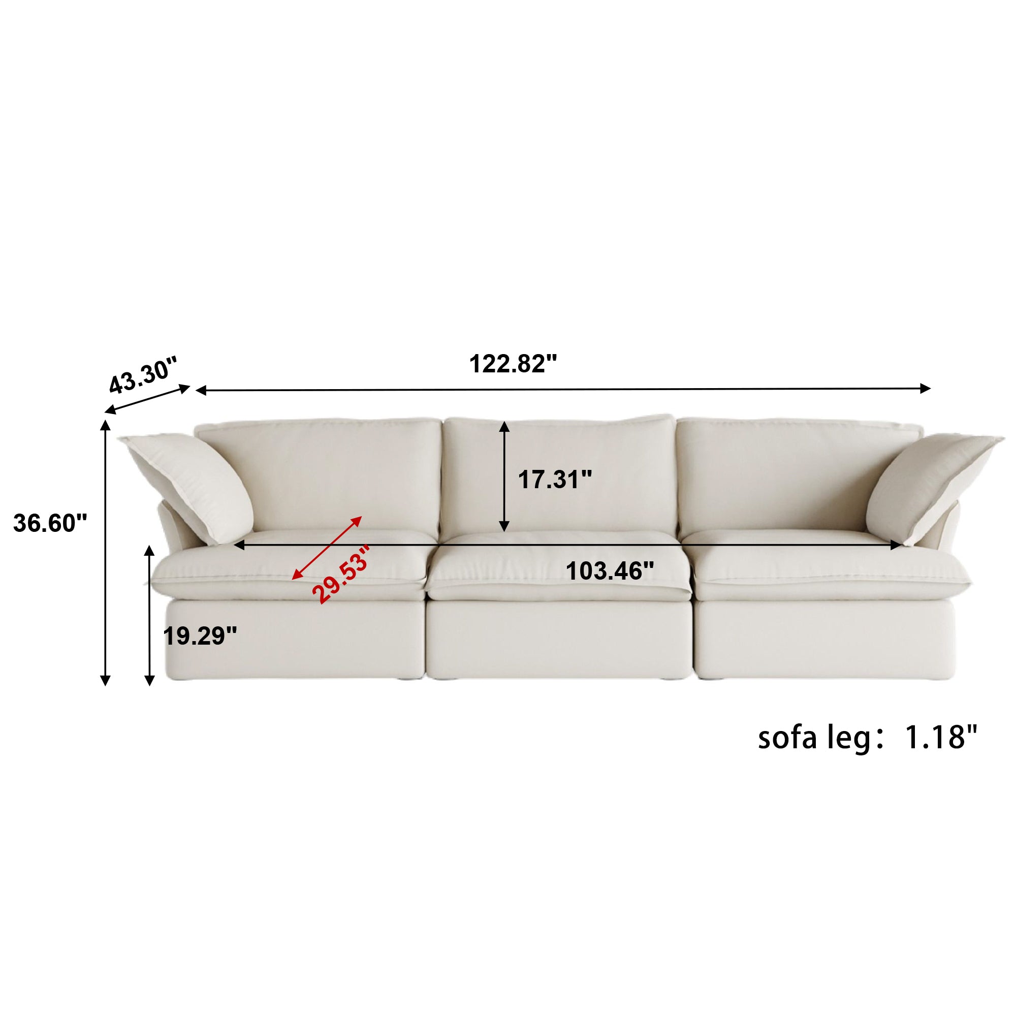 DOMUS Luxe Modular 3-Seater Sofa in Beige