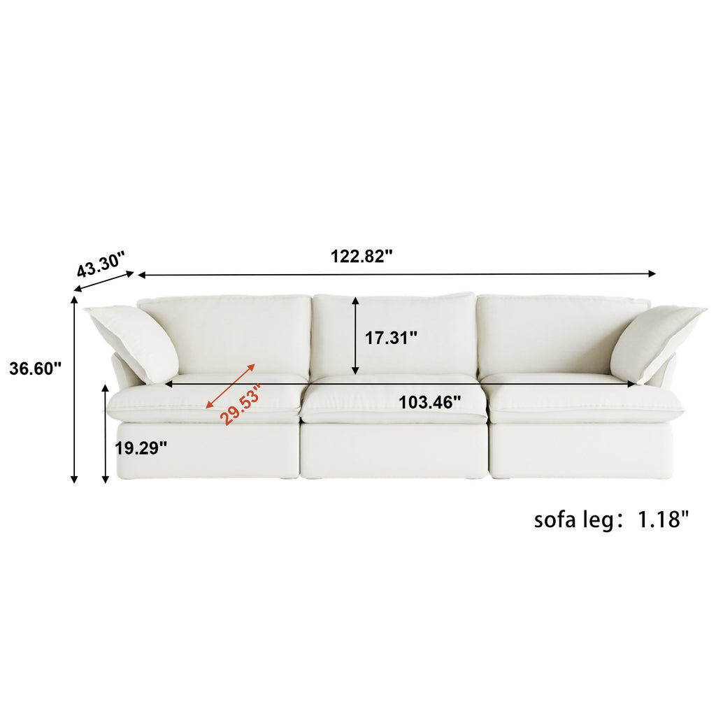 DOMUS Luxe Modular 3-Seater Sofa in White