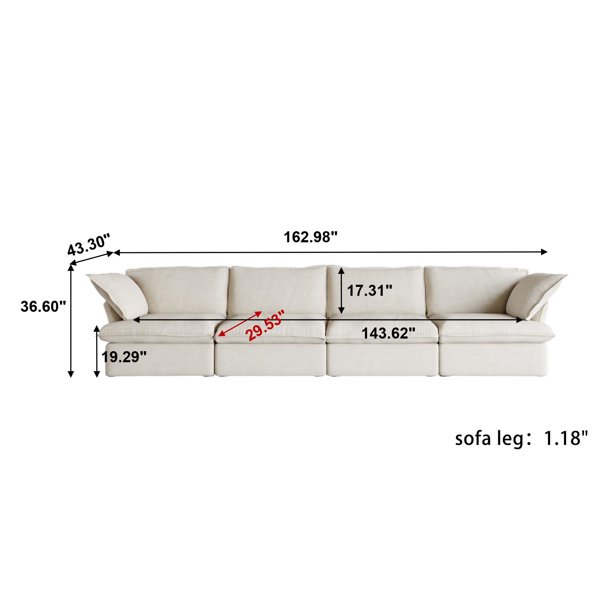 DOMUS Luxe Modular 4-Seater in Beige