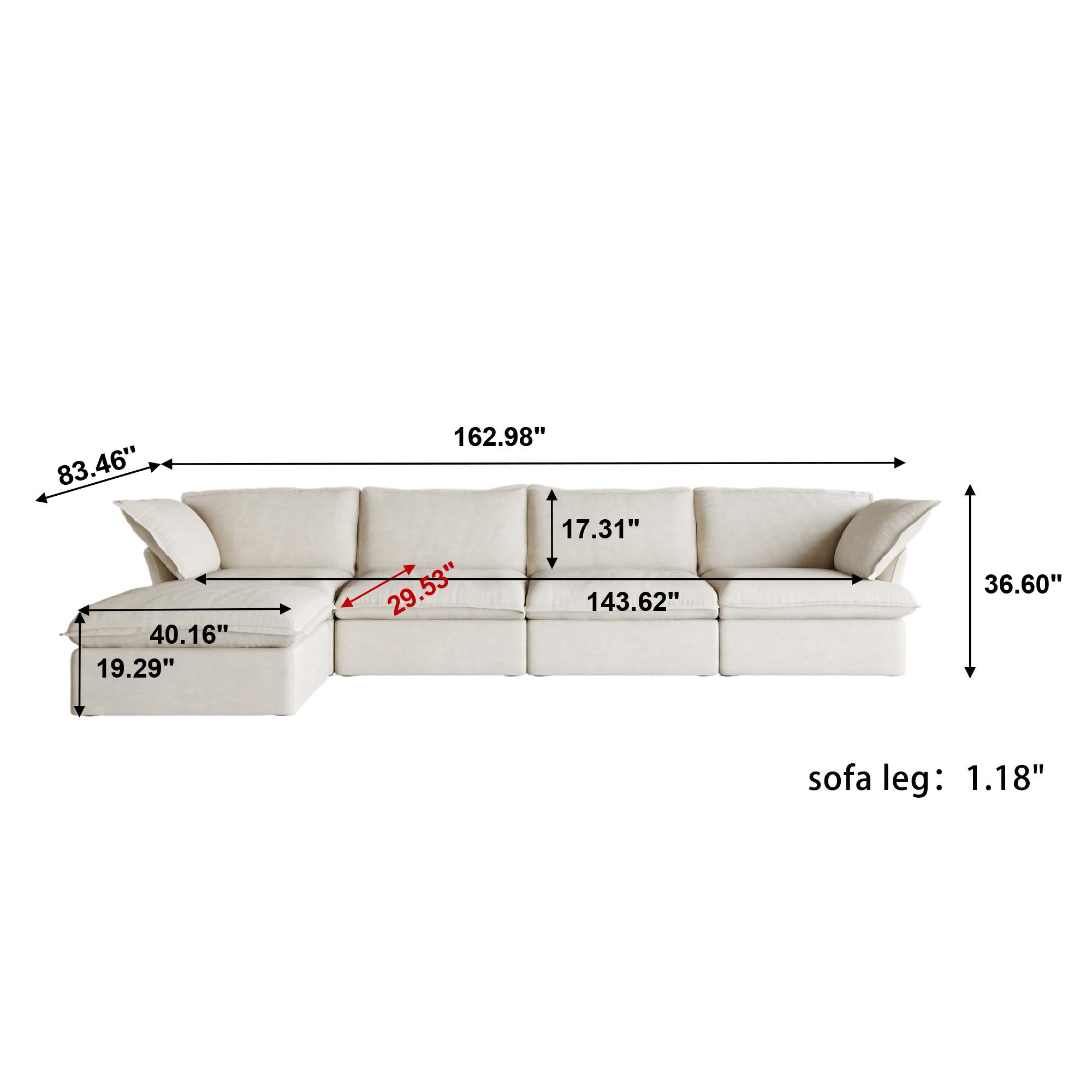 DOMUS Luxe Modular 4-Seater Sectional in Beige
