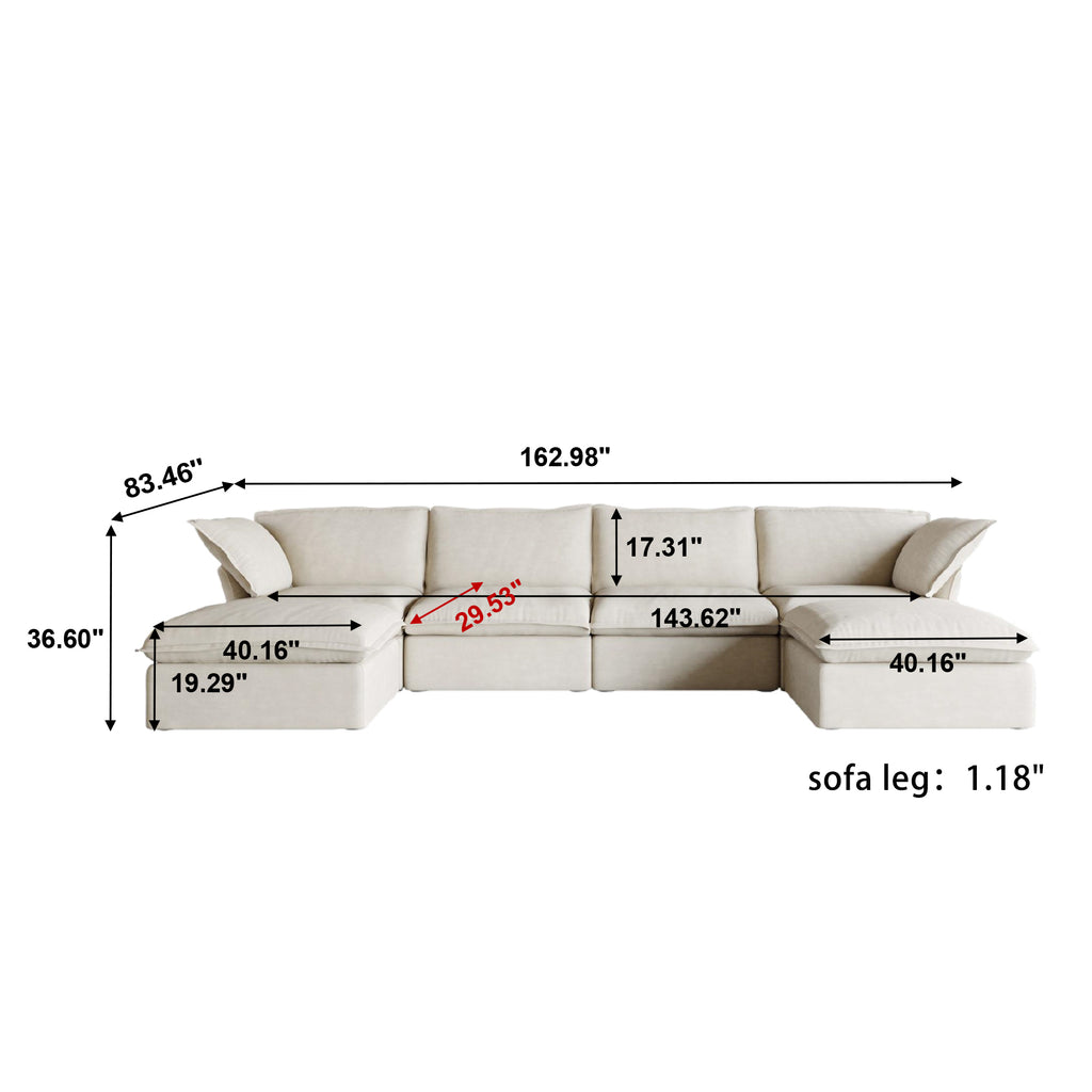DOMUS Luxe Modular 4-Seater U-Sectional in Beige