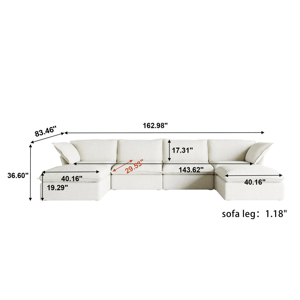 DOMUS Luxe Modular 4-Seater U-Sectional in White