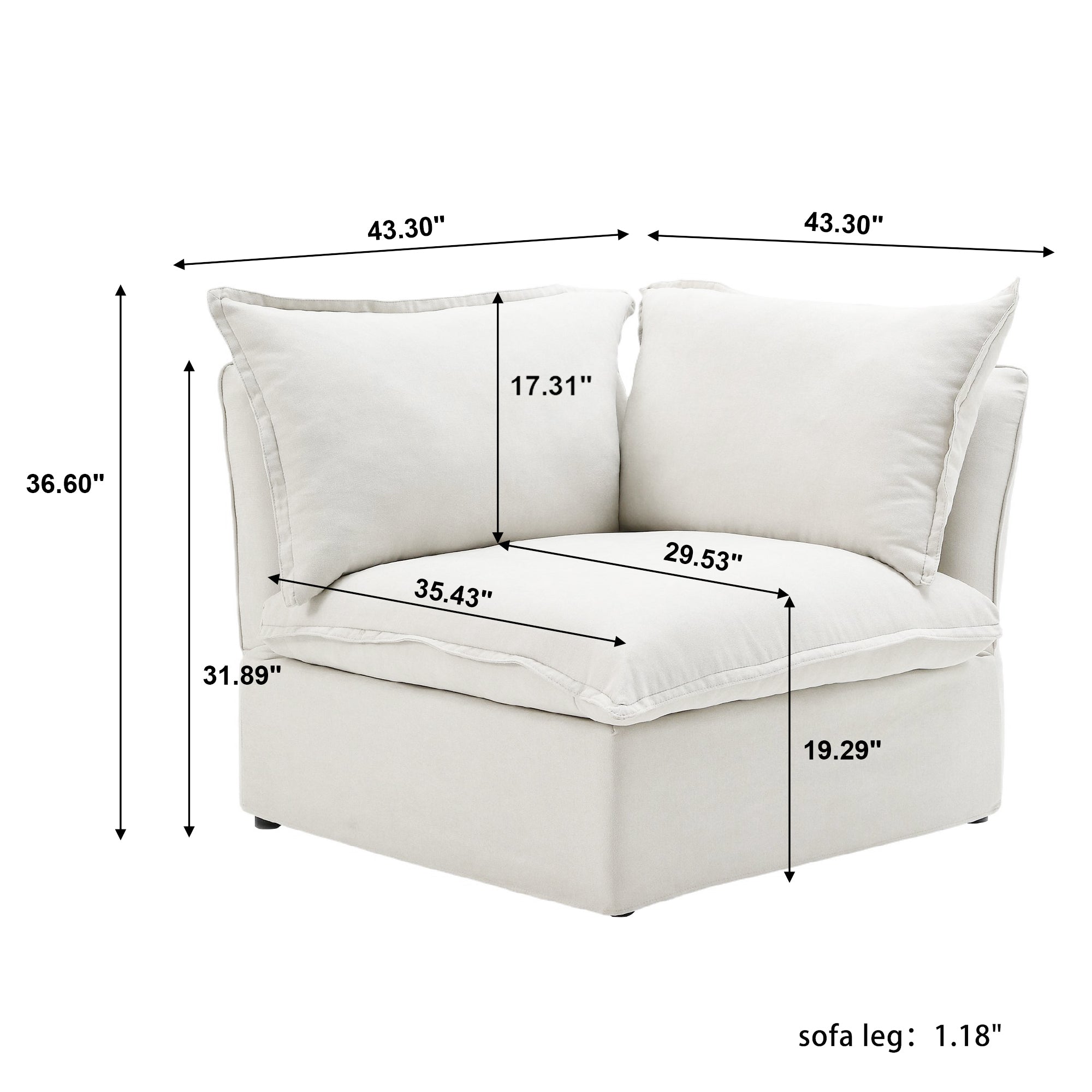 DOMUS Luxe Modular Corner Module in White