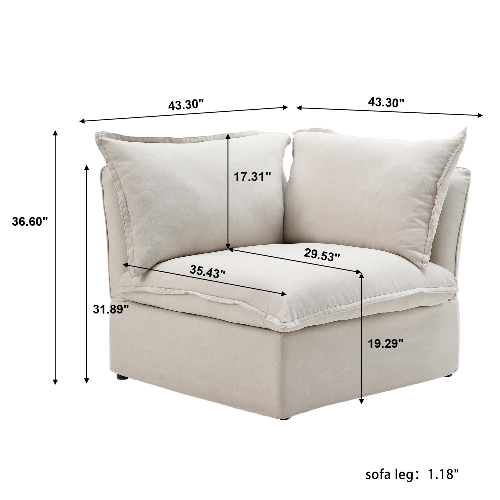 DOMUS Luxe Modular Corner Module in Beige