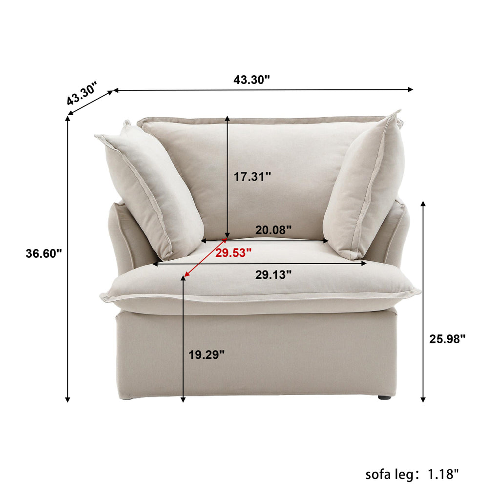 DOMUS Luxe Modular 1-Seater Sofa in Beige