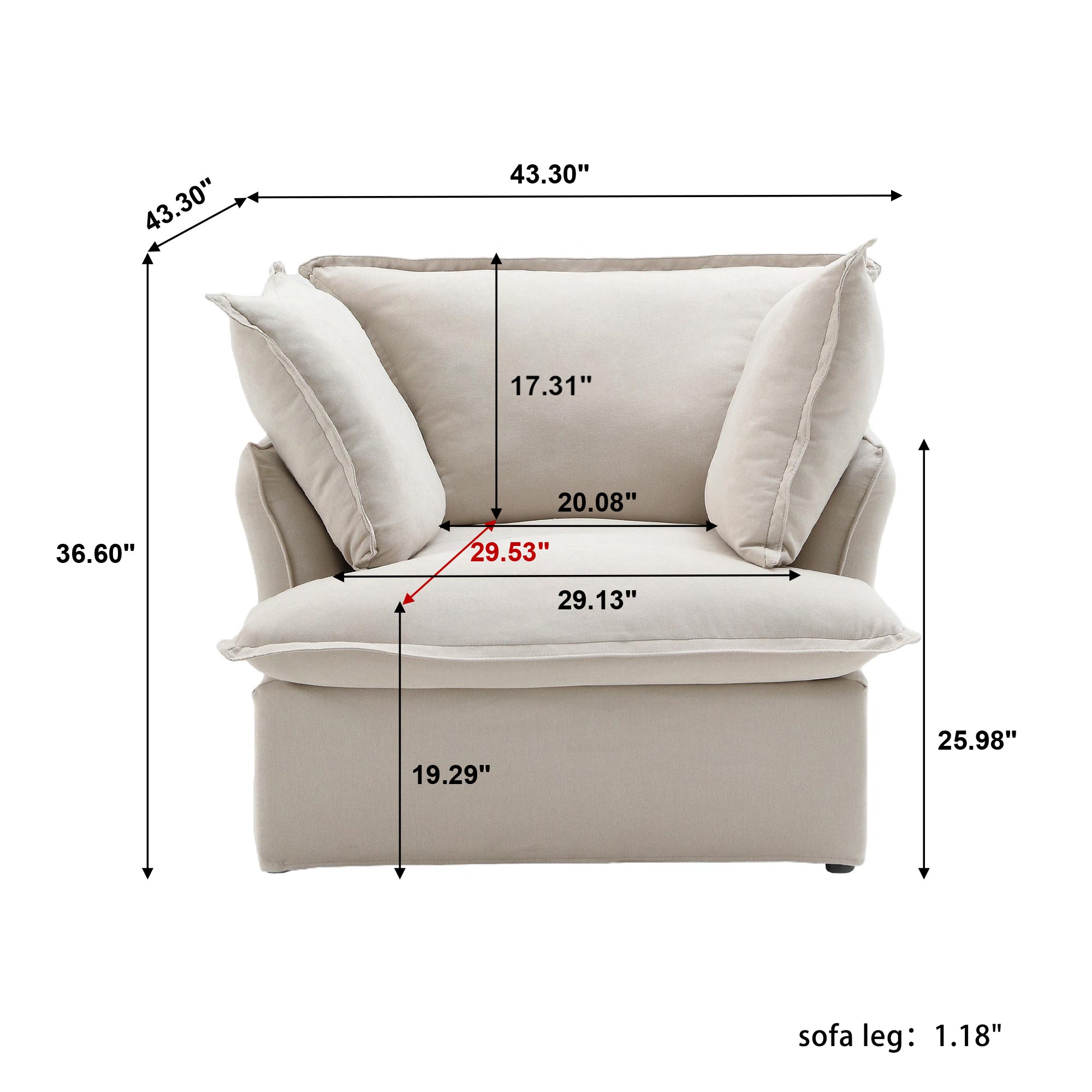 DOMUS Luxe Modular 1-Seater Sofa in Beige