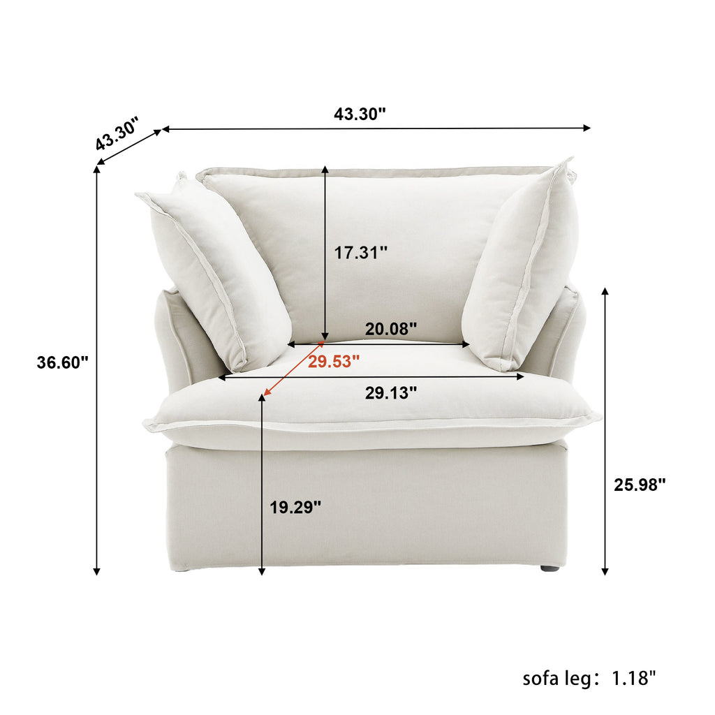 DOMUS Luxe Modular 1-Seater Sofa in White