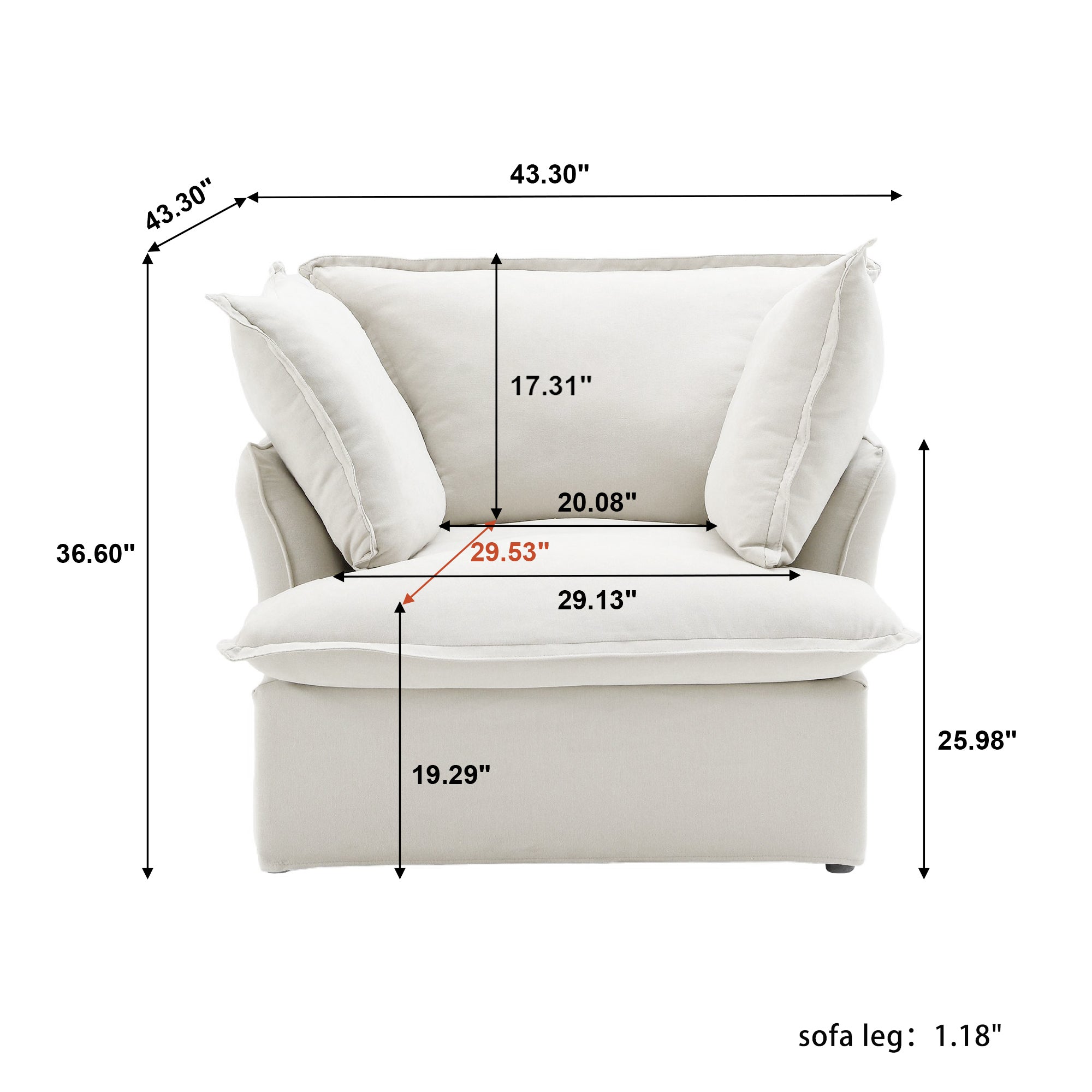 DOMUS Luxe Modular 1-Seater Sofa in White