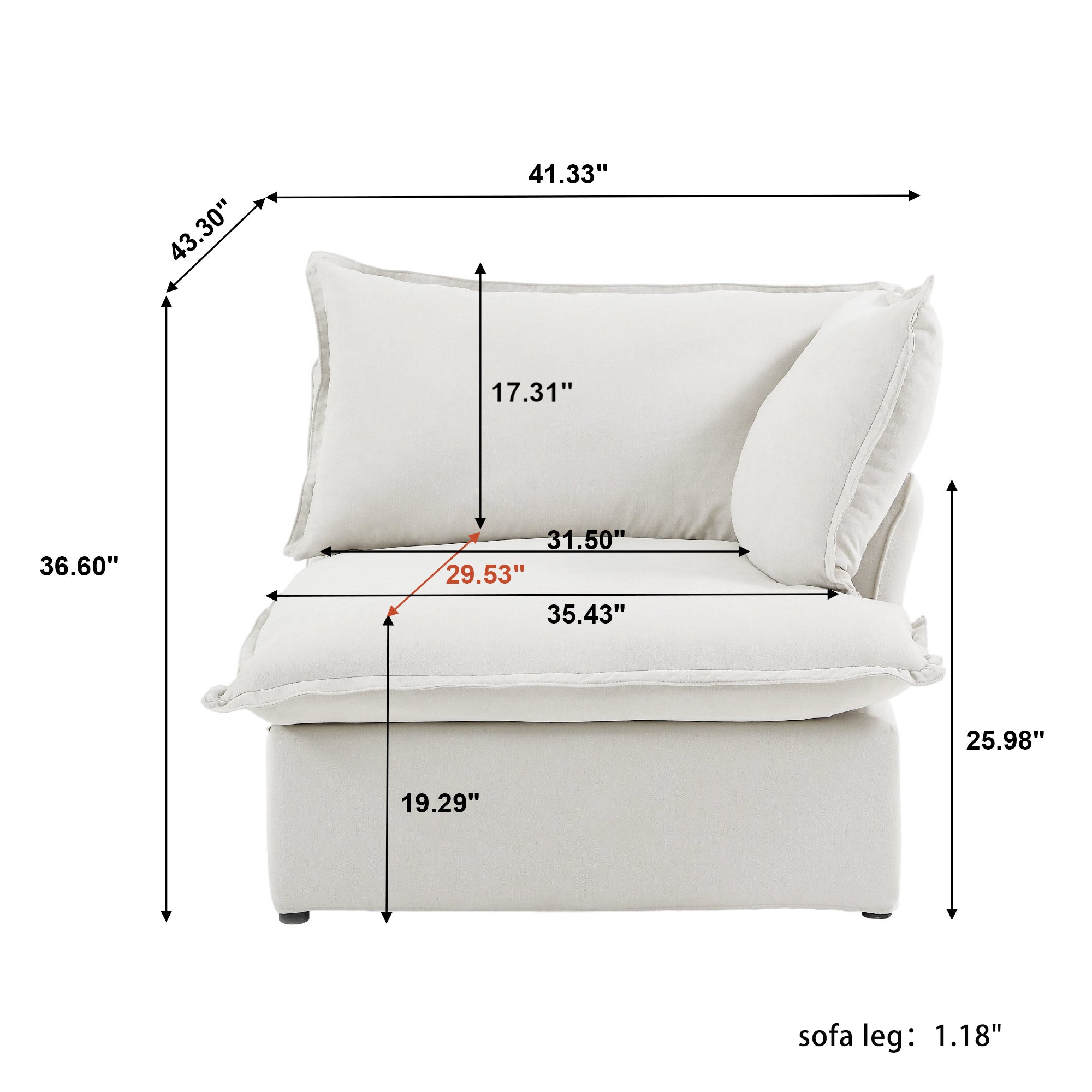 DOMUS Luxe Modular Left Arm Module in White