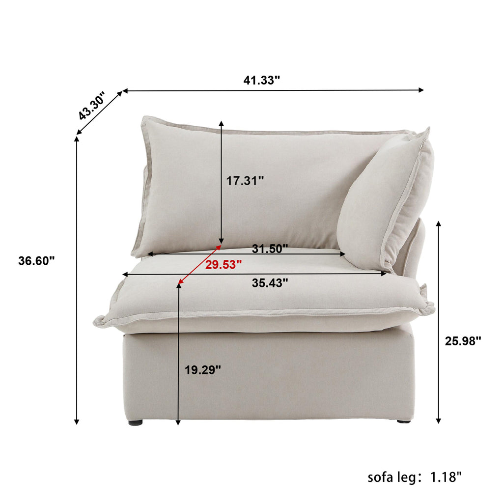 DOMUS Luxe Modular Left Arm Module in Beige