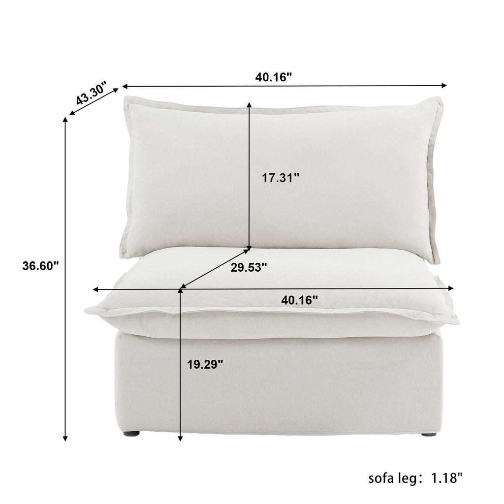 DOMUS Luxe Modular Armless Chair Module in White
