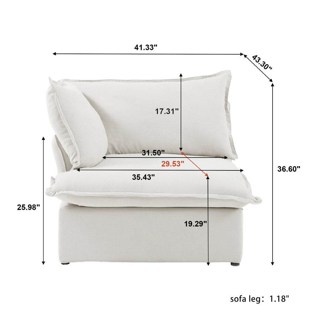 DOMUS Luxe Modular Right Arm Module in White