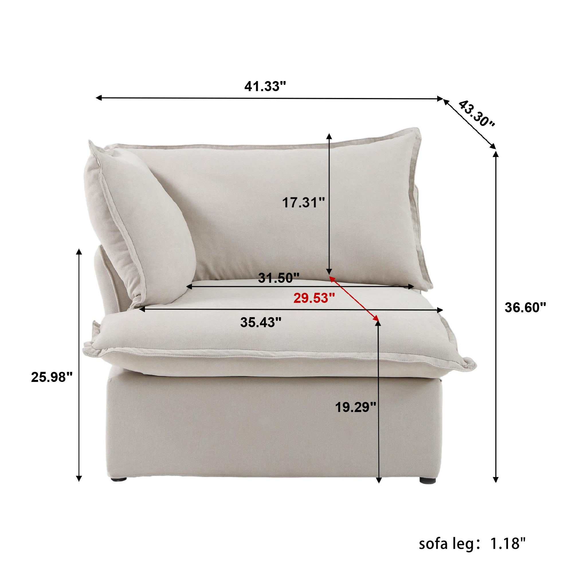 DOMUS Luxe Modular Right Arm Module in Beige