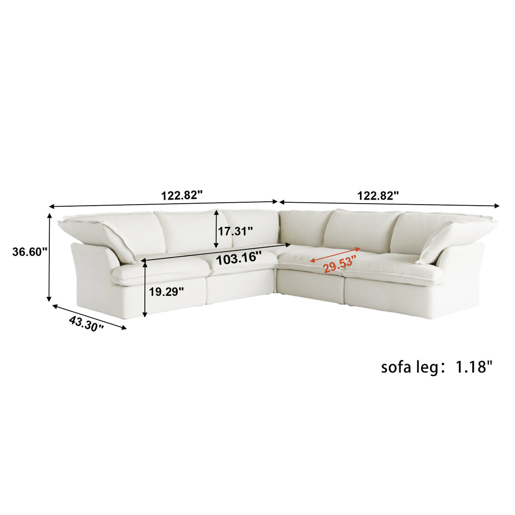DOMUS Luxe Modular 5-Seater Corner Sectional in White