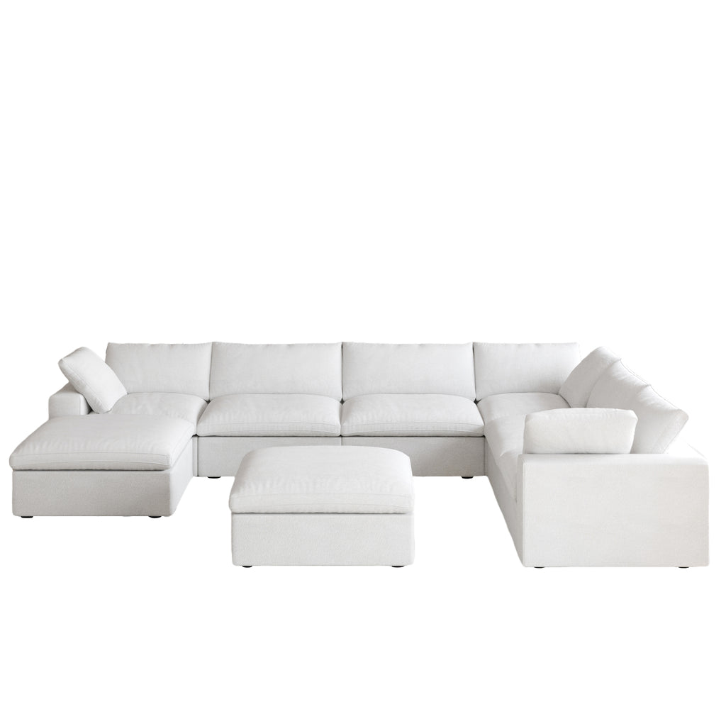 Slipcovers Only - DOMUS Classic 7 Seater Corner Chaise in White CloudWeave™