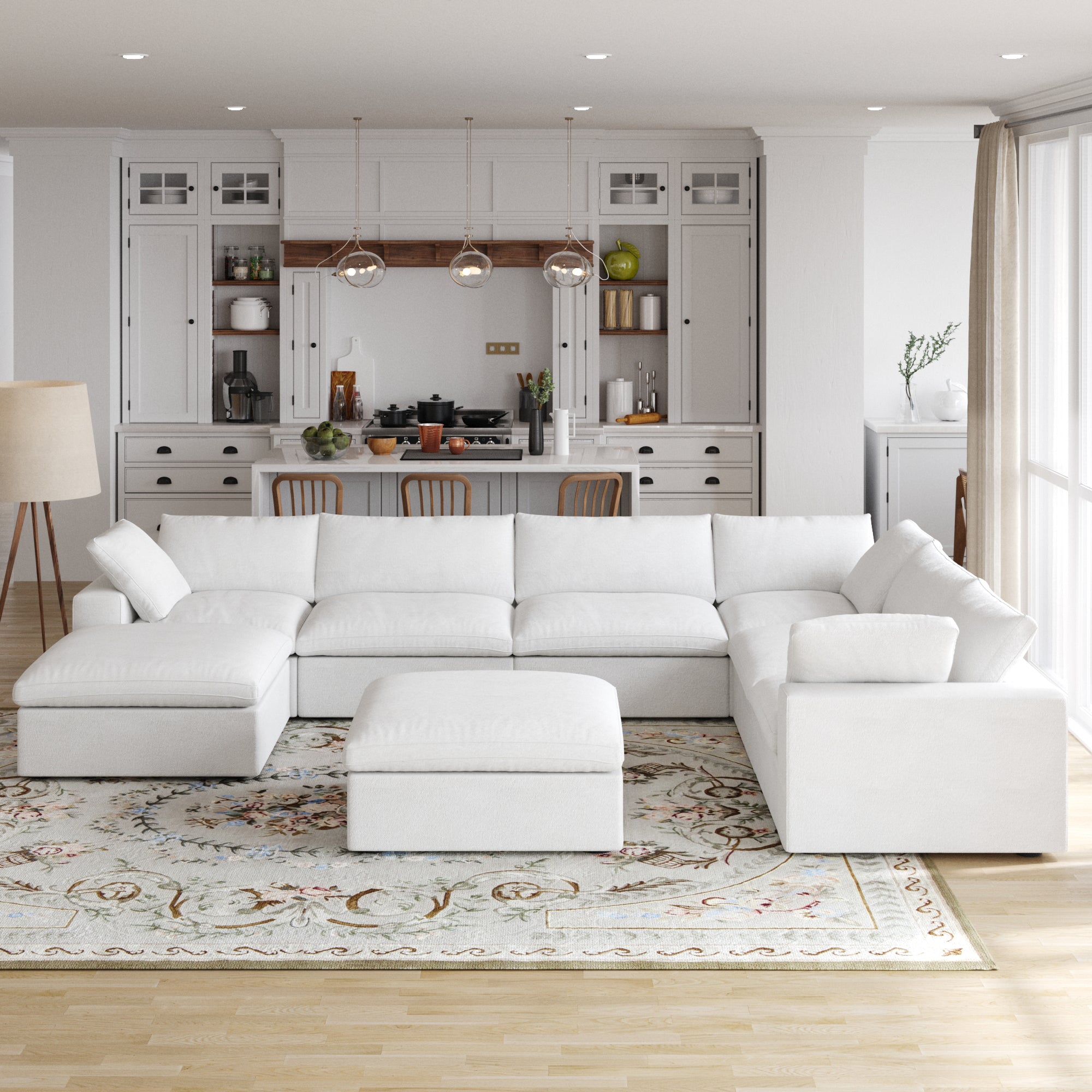 DOMUS Classic Modular 7-Seater Corner Chaise in White