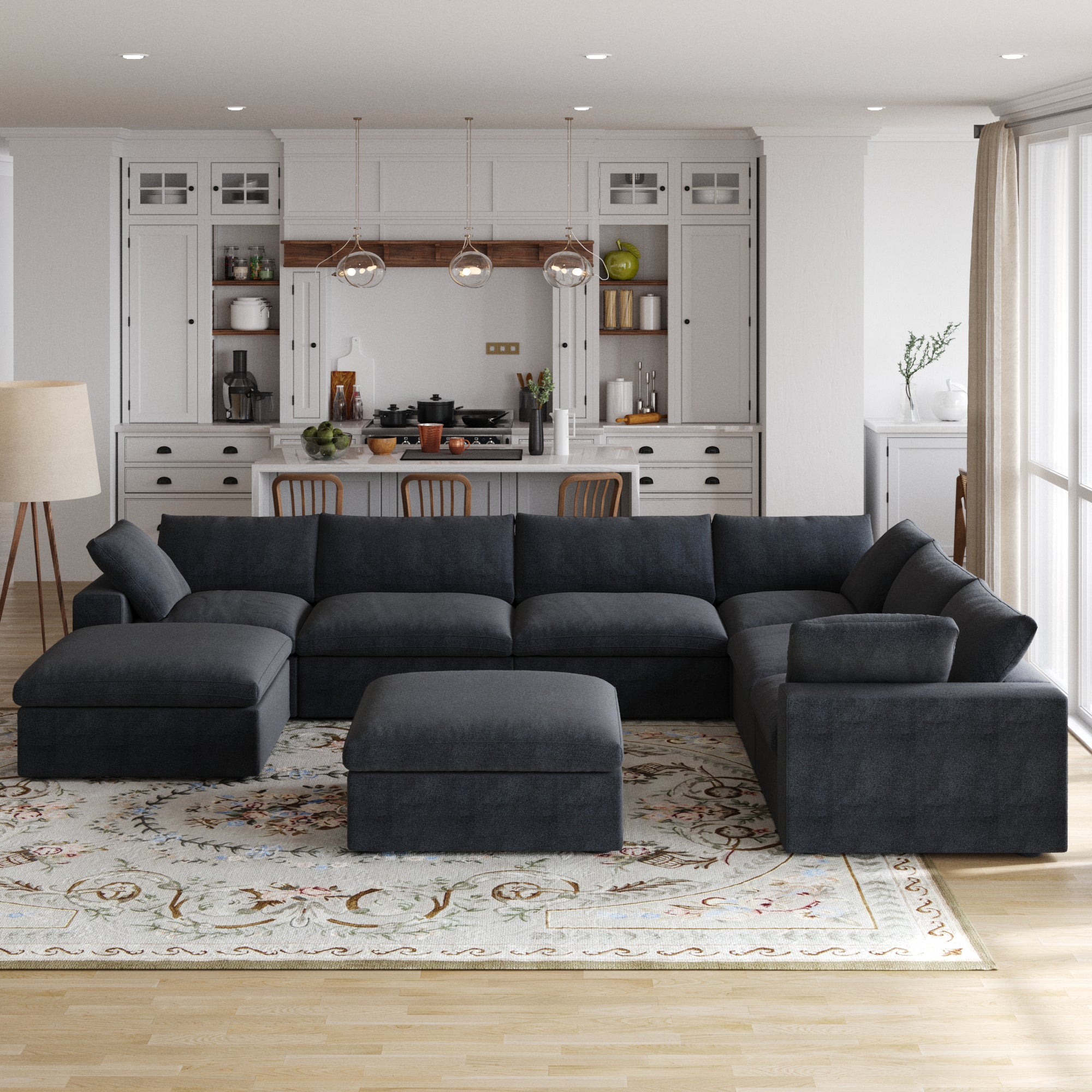 DOMUS Classic Modular 7-Seater Corner Chaise in Black