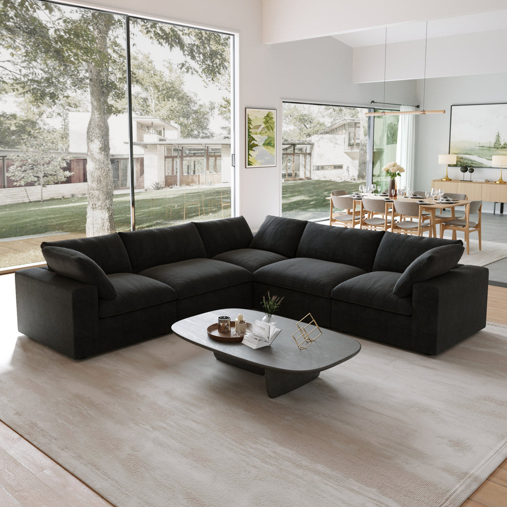 DOMUS Classic Modular 5-Seater Corner Sectional in Black
