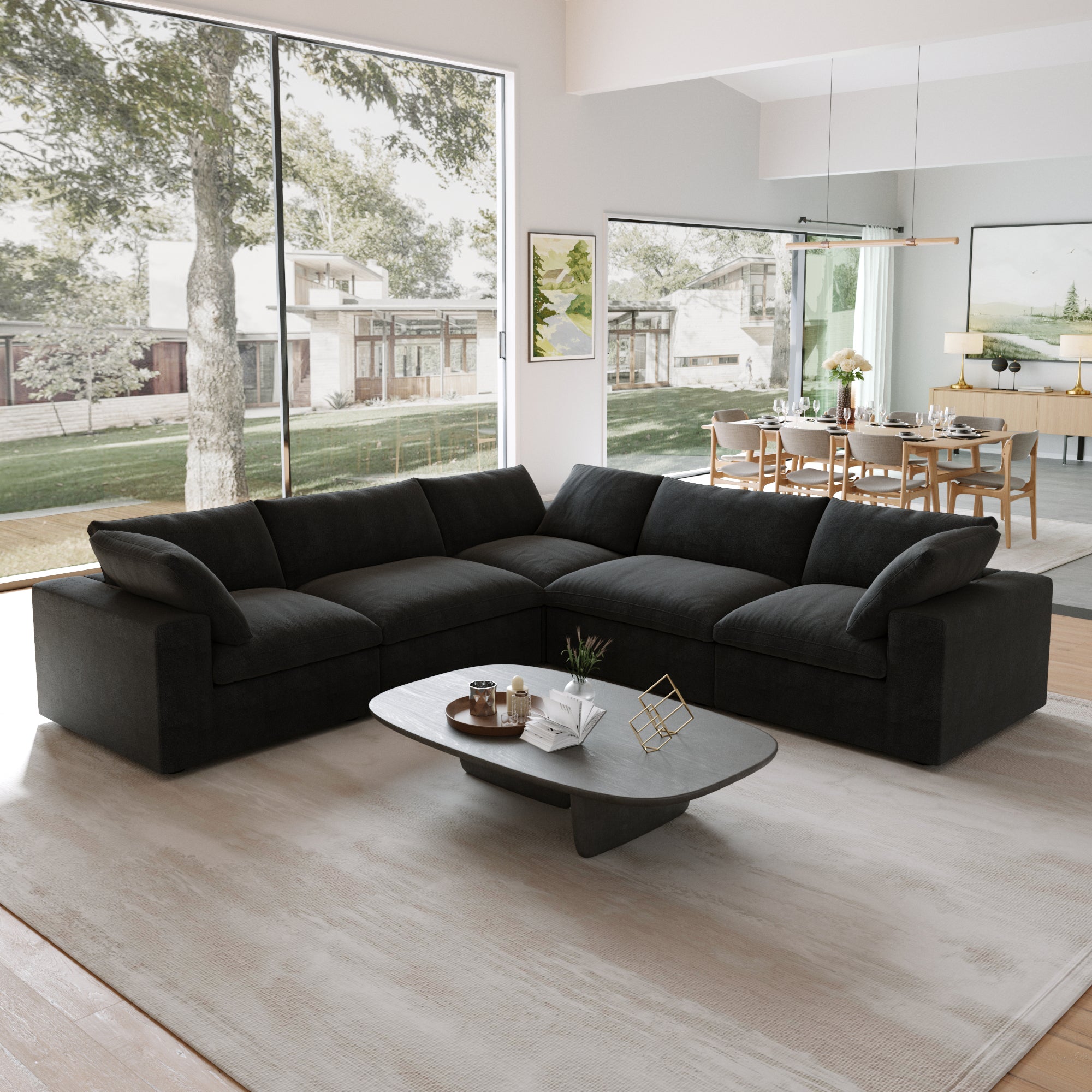 DOMUS Classic Modular 5-Seater Corner Sectional in Black