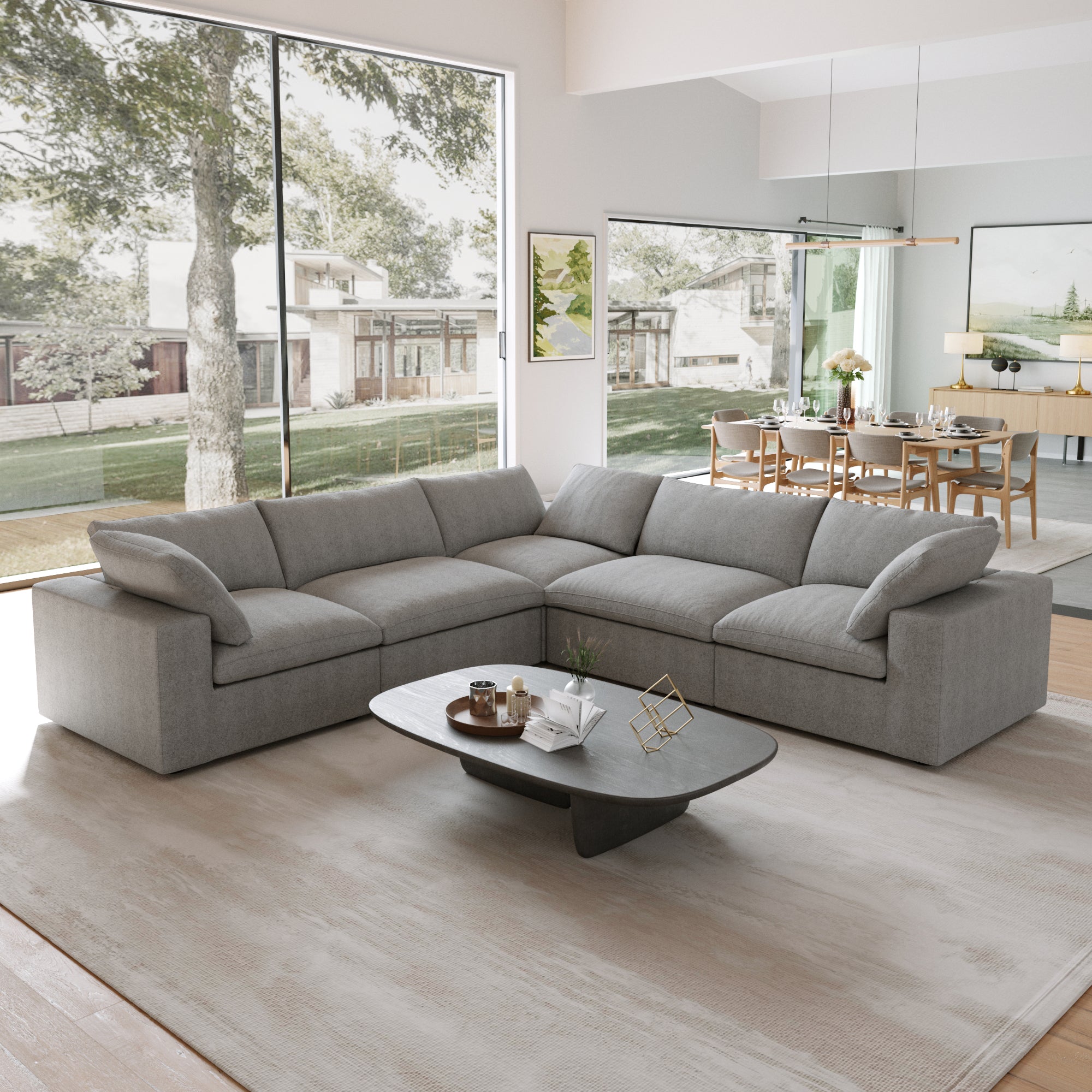 DOMUS Classic Modular 5-Seater Corner Sectional in Gray