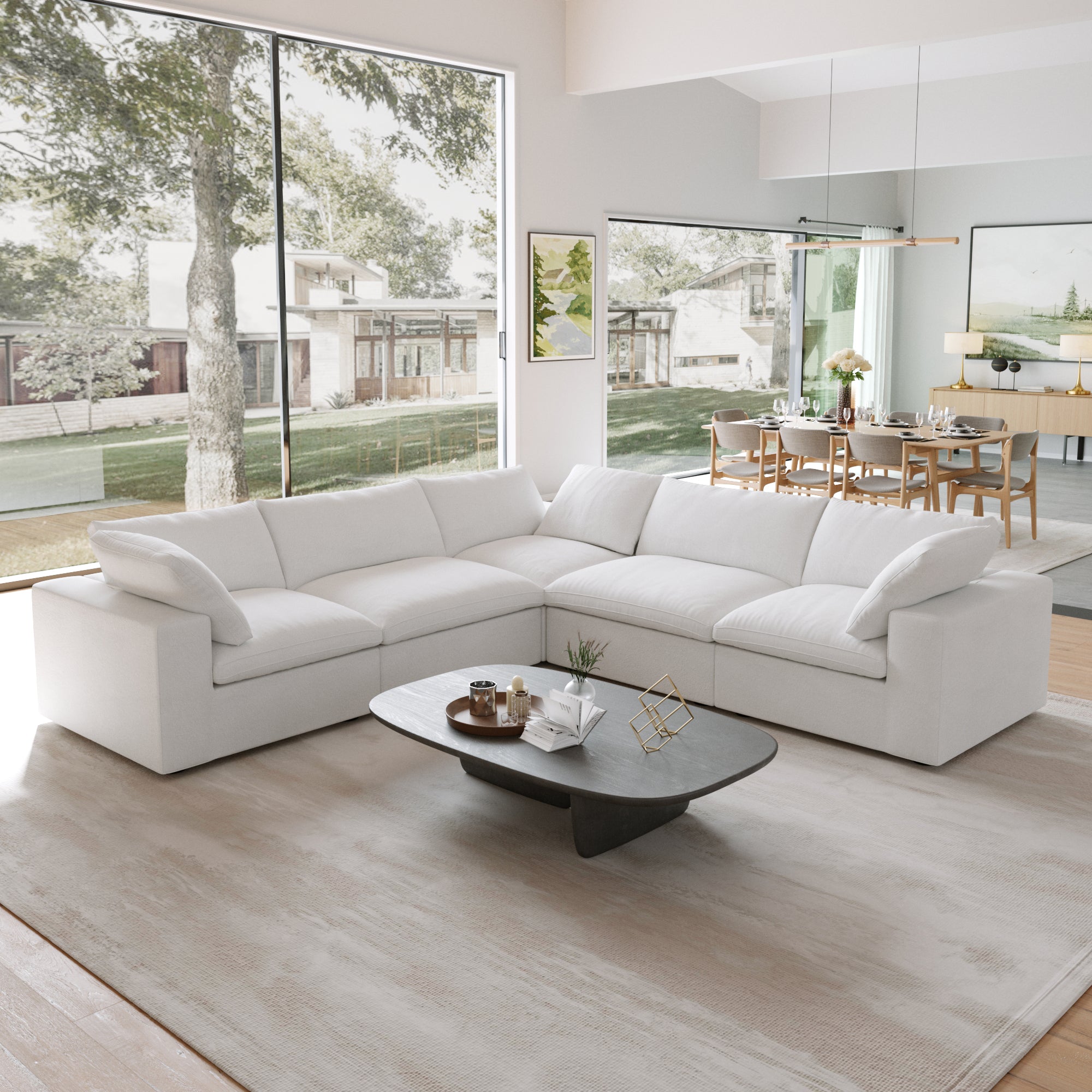 DOMUS Classic Modular 5-Seater Corner Sectional in White