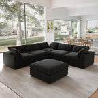 DOMUS Classic Modular 5-Seater Corner Sectional + Ottoman in Black