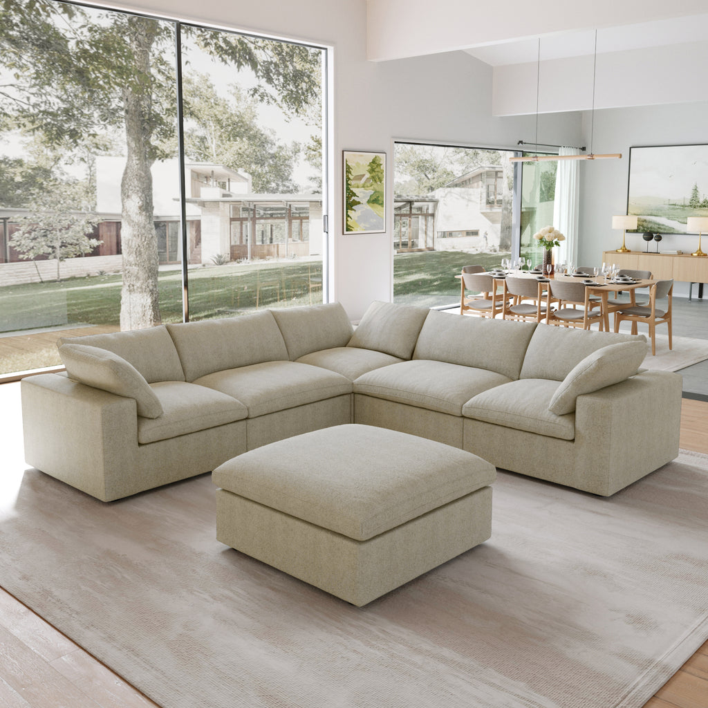 DOMUS Classic Modular 5-Seater Corner Sectional + Ottoman in Khaki