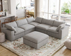 DOMUS Classic Modular 5-Seater Corner Sectional + Ottoman in Gray