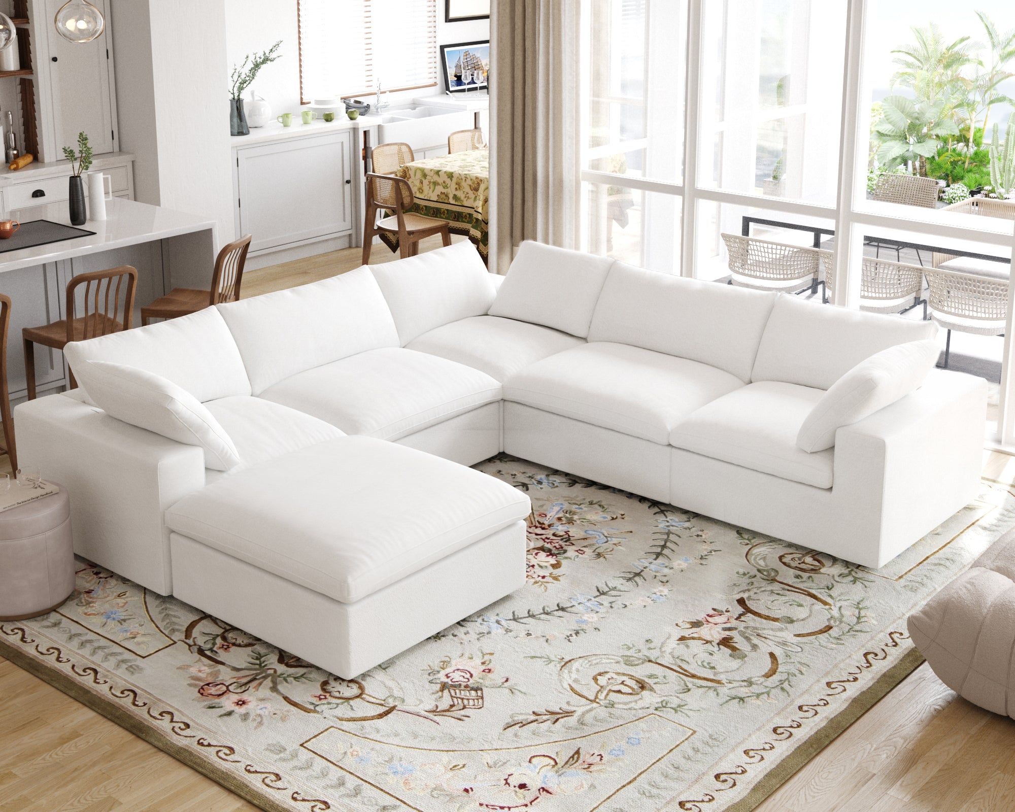DOMUS Classic Modular 5-Seater Corner Sectional + Ottoman in White