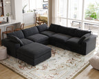 DOMUS Classic Modular 5-Seater Corner Sectional + Ottoman in Black