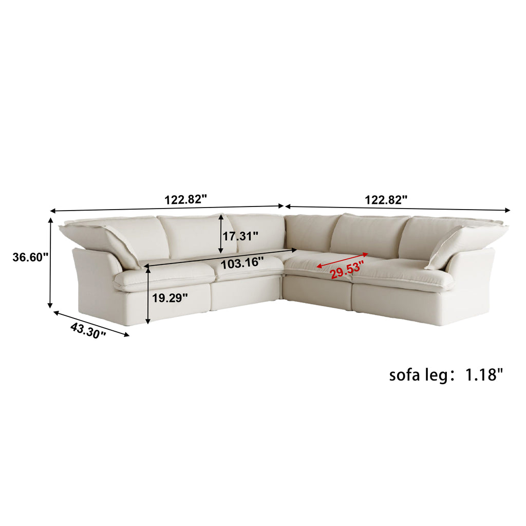 DOMUS Luxe Modular 5-Seater Corner Sectional in Beige