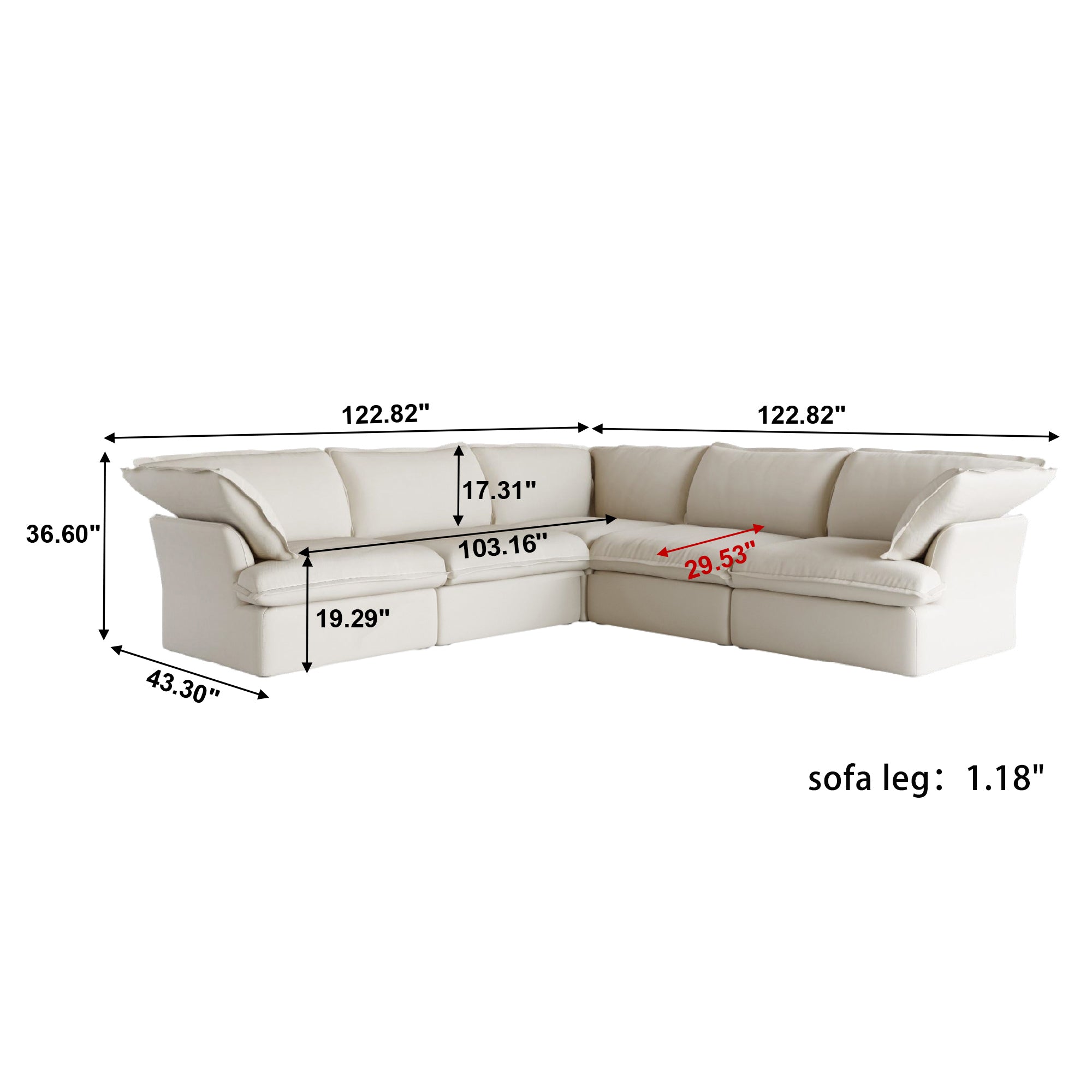 DOMUS Luxe Modular 5-Seater Corner Sectional in Beige